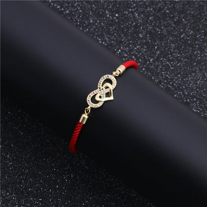 Zircon Adjustable Red String Bracelet | Colorful Heart Infinity Charm - STAR8S