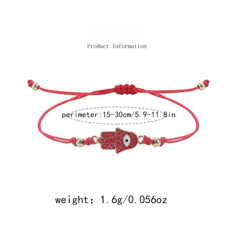 Evil Eye Hamsa Hand Bracelet - Simple Adjustable Charm for Protection & Good Luck - STAR8S