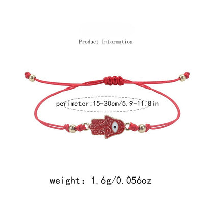 Evil Eye Hamsa Hand Bracelet - Simple Adjustable Charm for Protection & Good Luck - STAR8S