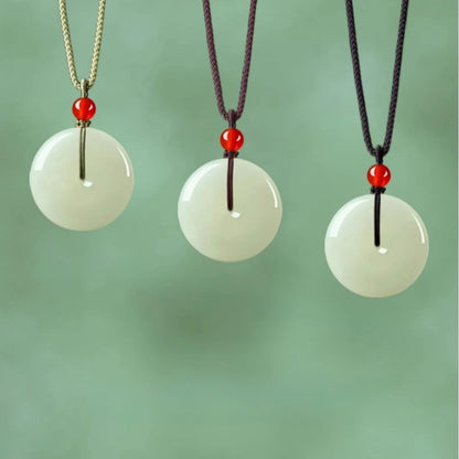 Natural Hetian Jade Ping An Pendant Necklace