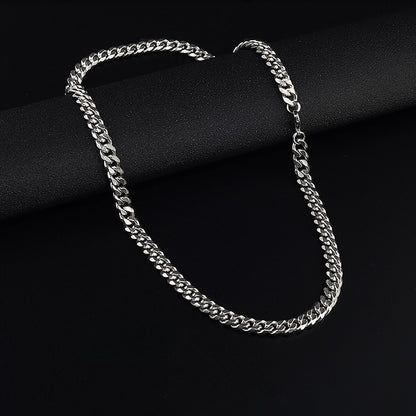 Titanium Steel Cuban Link Chain Necklace for Men Women Unisex 8mm Silver Color 6-Sided Diamond Cut Curb Link Chain Streetwear Hip Hop High Street Heavy Duty Necklaces