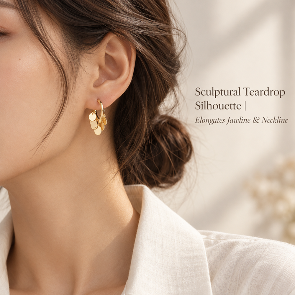 women's gold-tone electroplated brass disc fringe hoop earrings