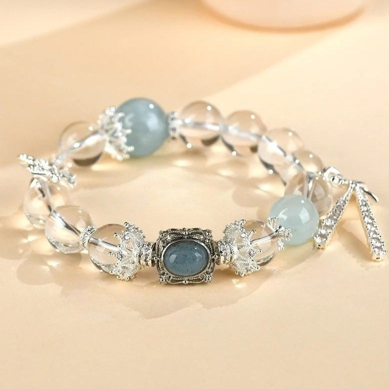 aquamarine crystal bracelet with butterfly charms | elegant women’s fashion jewelry - star8s