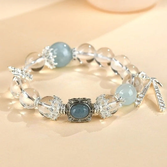 Aquamarine Crystal Bracelet with Butterfly Charms | Elegant Women’s Fashion Jewelry - STAR8S