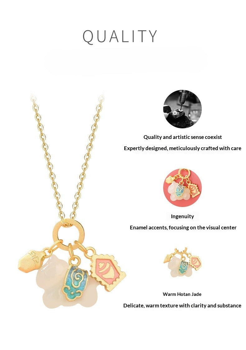 Chinese Zodiac Horse Enamel Jade Necklace S925 Silver Lucky – STAR8S