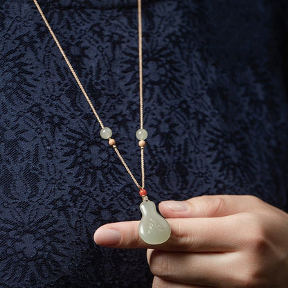 Hetian Jade Gourd Pendant Necklace