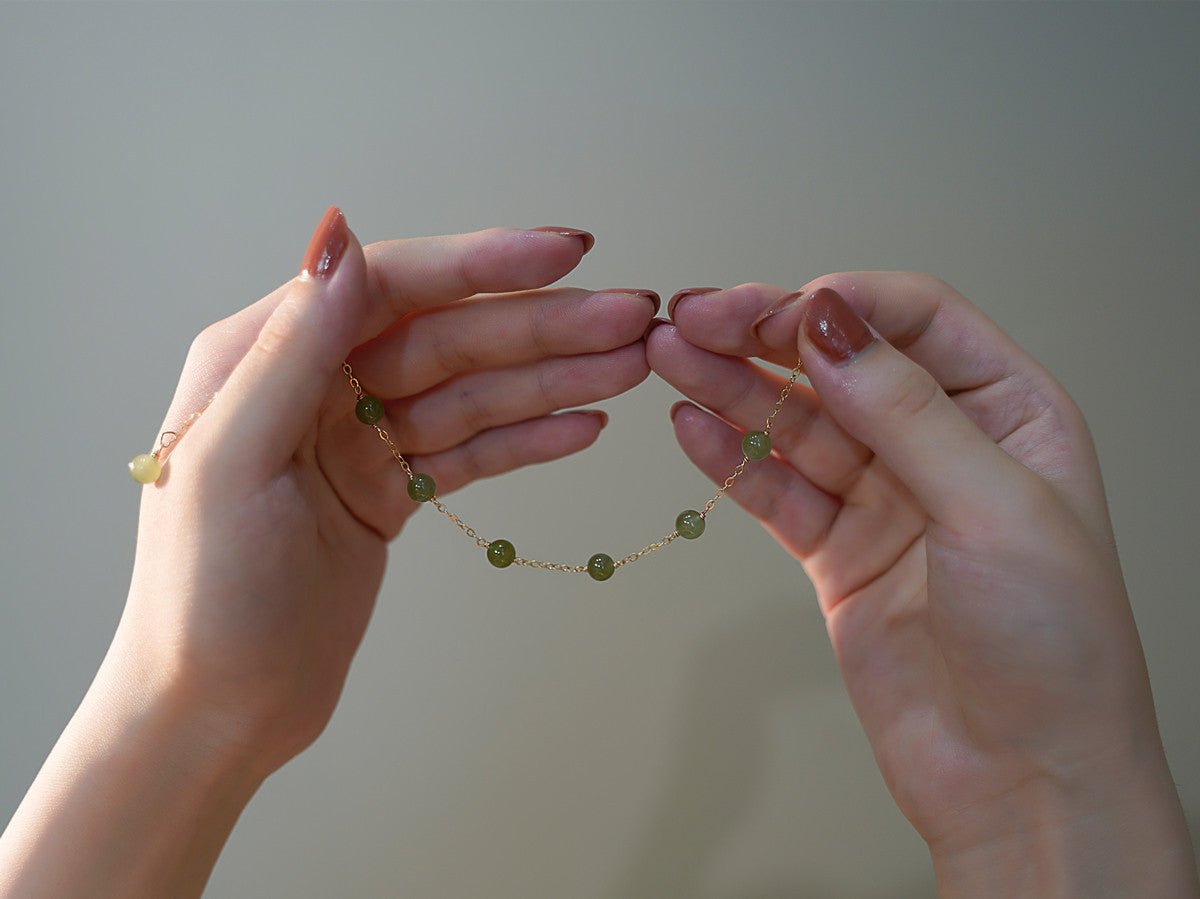 14k gold - plated jade bracelet | 6mm simple elegant gift for girlfriend or best friend | fashionable & unique - star8s