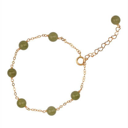 14K Gold - Plated Jade Bracelet | 6mm Simple Elegant Gift for Girlfriend or Best Friend | Fashionable & Unique - STAR8S