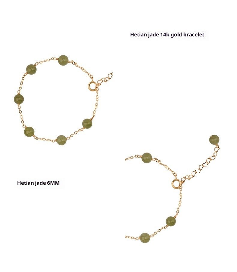 14k gold - plated jade bracelet | 6mm simple elegant gift for girlfriend or best friend | fashionable & unique - star8s