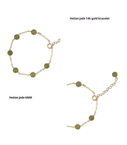 14K Gold - Plated Jade Bracelet | 6mm Simple Elegant Gift for Girlfriend or Best Friend | Fashionable & Unique - STAR8S