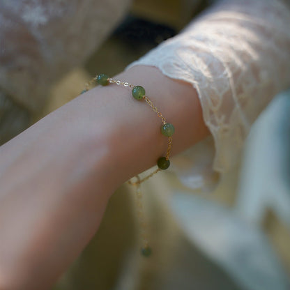 14K Gold - Plated Jade Bracelet | 6mm Simple Elegant Gift for Girlfriend or Best Friend | Fashionable & Unique - STAR8S