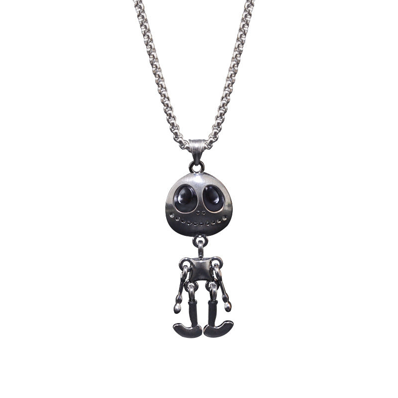 men's alien skeleton pendant necklace stainless steel articulated movable joint skull charm box chain hip hop streetwear y2k gothic punk jewelry gift for him