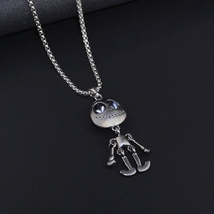 Men's Alien Skeleton Pendant Necklace Stainless Steel Articulated Movable Joint Skull Charm Box Chain Hip Hop Streetwear Y2K Gothic Punk Jewelry Gift for Him