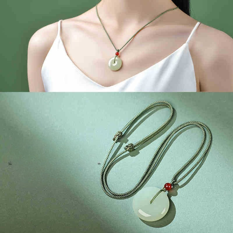 Natural Hetian Jade Ping An Pendant Necklace – Unisex Jade Jewelry - STAR8S