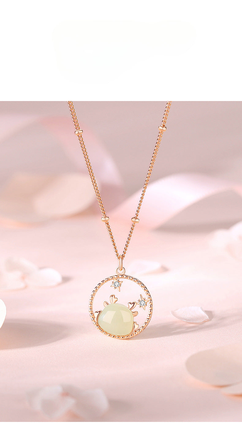 Real Jade Necklace - 925 Silver Gold Plated Dragon Hetian Pendant | STAR8S