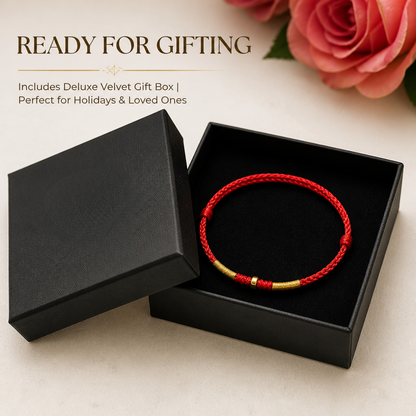 Handgemachtes rotes Armband für Damen, verstellbar mit Goldkugel-Akzent, hochwertige Handwerkskunst, Symbol des Schutzes, stilvoller Glücksbringer