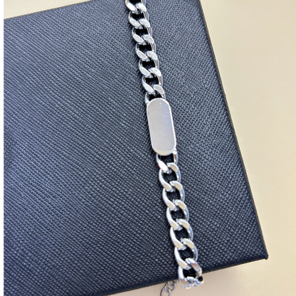 Unisex Stainless Steel Cuban Link ID Bracelet, Adjustable 7-9 Inch Chain Bracelet