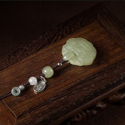 Hetian Jade Ruyi Lock Pendant Keychain