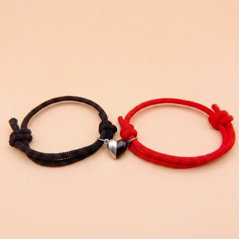 magnetic couples bracelets matching heart mutual attraction rope braided bracelet set for boyfriend girlfriend long distance relationship friendship jewelry gift for best friend