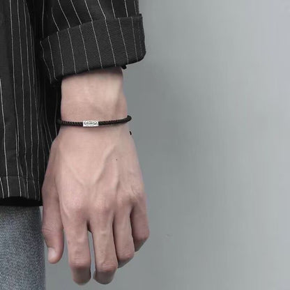 Koi Schwarzes String-Armband | Geflochtenes Fisch-Glücksbringer-Armband für Herren