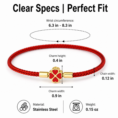 3mm Four Leaf Clover Wire Rope Bracelet Stainless Steel Enamel Lucky Charm Bangle Waterproof Braided Cord Jewelry Gift for Women