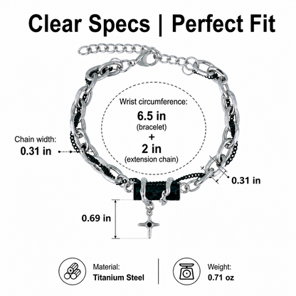 Titanium Steel Black Cubic Zirconia Cross Chain Bracelet for Men Women Layered Cable Curb Link Wristband Gothic Punk Cross Charm Jewelry Eboy Egirl Y2K Aesthetic Gift