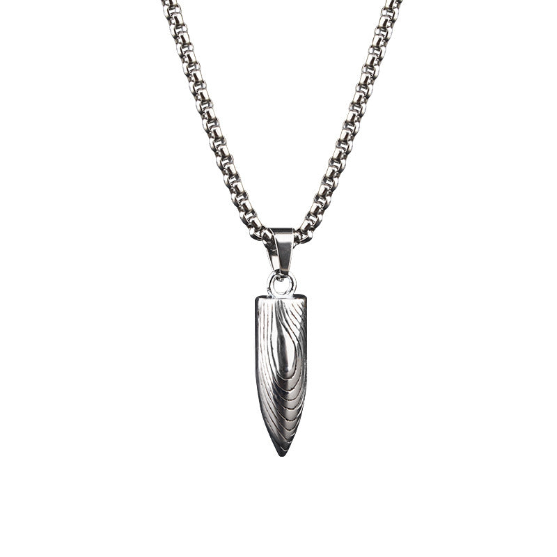 men's bullet pendant necklace titanium stainless steel box chain hip hop streetwear vintage textured spike charm pendant jewelry gift for him high school college men