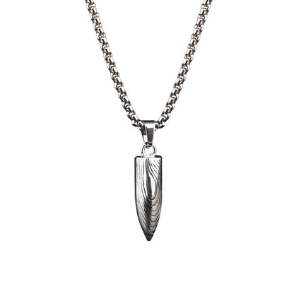 Men's Bullet Pendant Necklace Titanium Stainless Steel Box Chain Hip Hop Streetwear Vintage Textured Spike Charm Pendant Jewelry Gift for Him High School College Men
