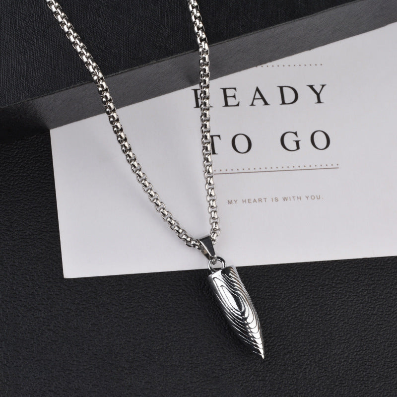 men's bullet pendant necklace titanium stainless steel box chain hip hop streetwear vintage textured spike charm pendant jewelry gift for him high school college men