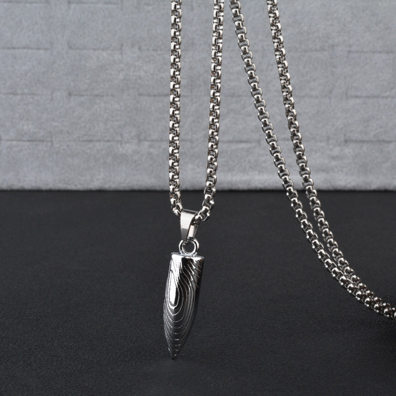 men's bullet pendant necklace titanium stainless steel box chain hip hop streetwear vintage textured spike charm pendant jewelry gift for him high school college men