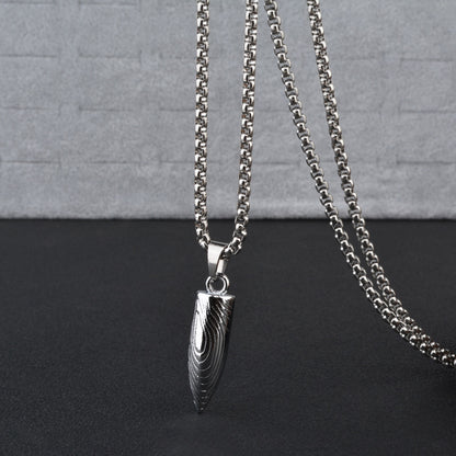 Men's Bullet Pendant Necklace Titanium Stainless Steel Box Chain Hip Hop Streetwear Vintage Textured Spike Charm Pendant Jewelry Gift for Him High School College Men