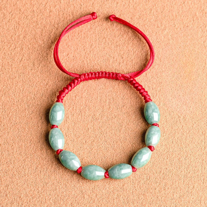Natural Jade Bracelet - Handmade Adjustable String Bracelet for Men & Women, Good Luck Bracelet