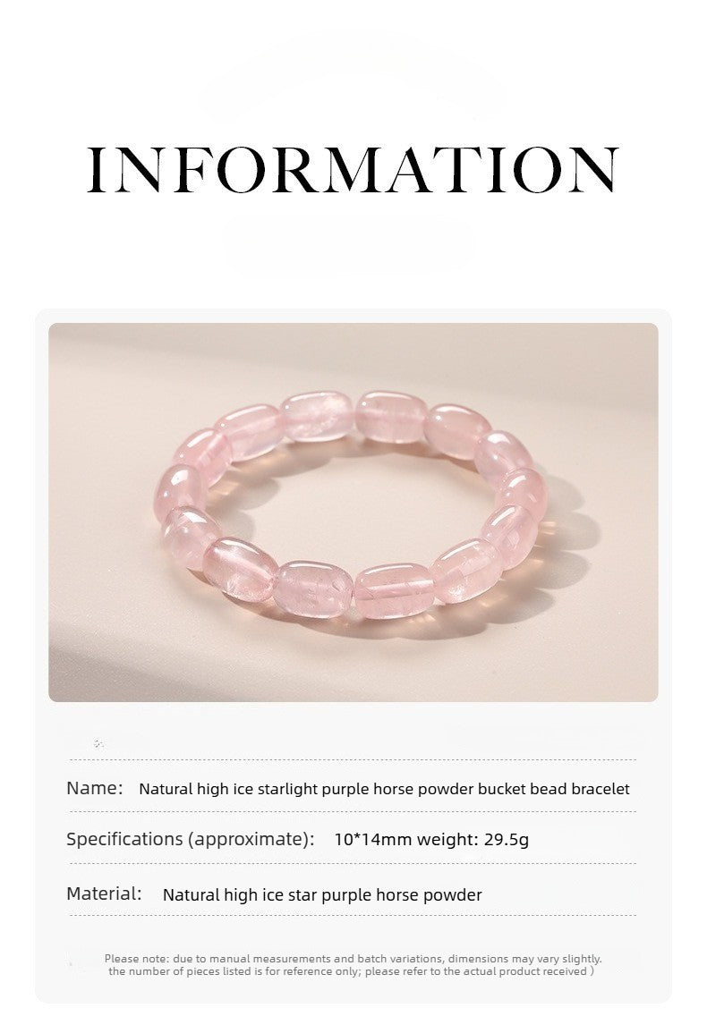 pink beaded crystal bracelet – natural high ice starry madagascar rose quartz bracelet - star8s