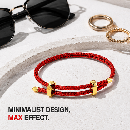 Waterproof Red String Bracelet for Women & Men, Adjustable Braided Stainless Steel Wire Lucky Rope Bracelet with Gold-Tone Clasp, Valentine's Day Gift for Couples