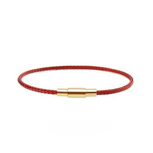 wasserdichtes rotes glücksarmband | schutz im sternzeichenjahr - minimalistischer geflochtener stahldrahtkern, hochwertiger edelstahlverschluss, 22,2 cm länge, ultraleicht, farbecht