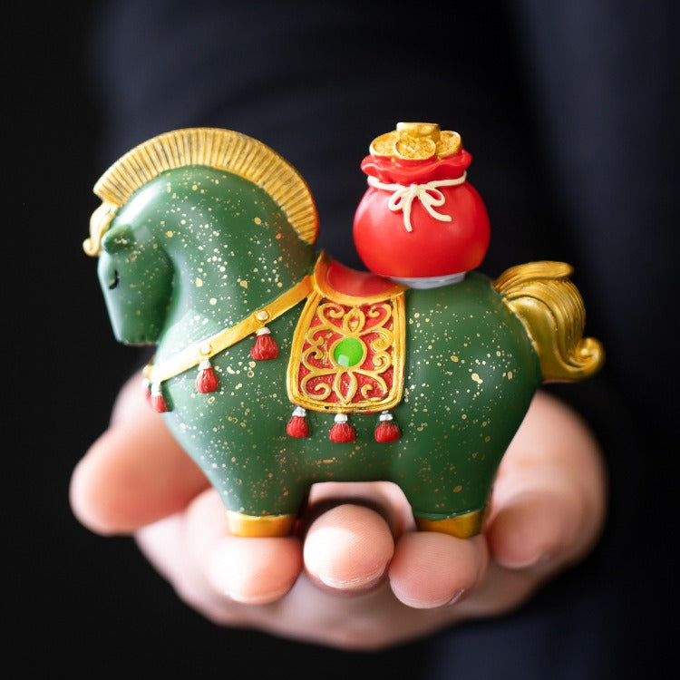 chinese zodiac horse tea pet - prosperity & blessings ceramic home décor for office desk & tea table - star8s