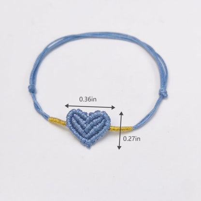 Handmade Woven Blue Heart Couple Bracelet for Men Women Adjustable String Cord Matching Friendship Bracelets Minimalist Braided Rope Jewelry Anniversary Birthday Sweet Valentine Gift