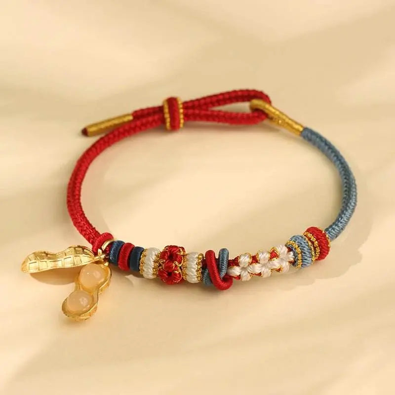 hand - woven peach double - knot hand rope, diy jewelry with adjustable design - star8s