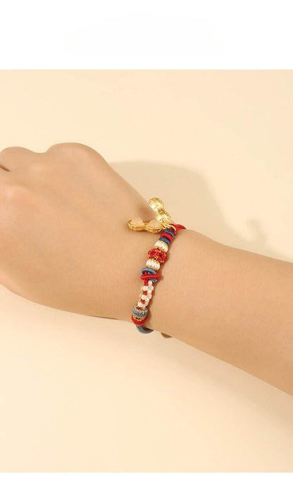 Hand - Woven Peach Double - knot Hand Rope, DIY Jewelry with Adjustable Design - STAR8S