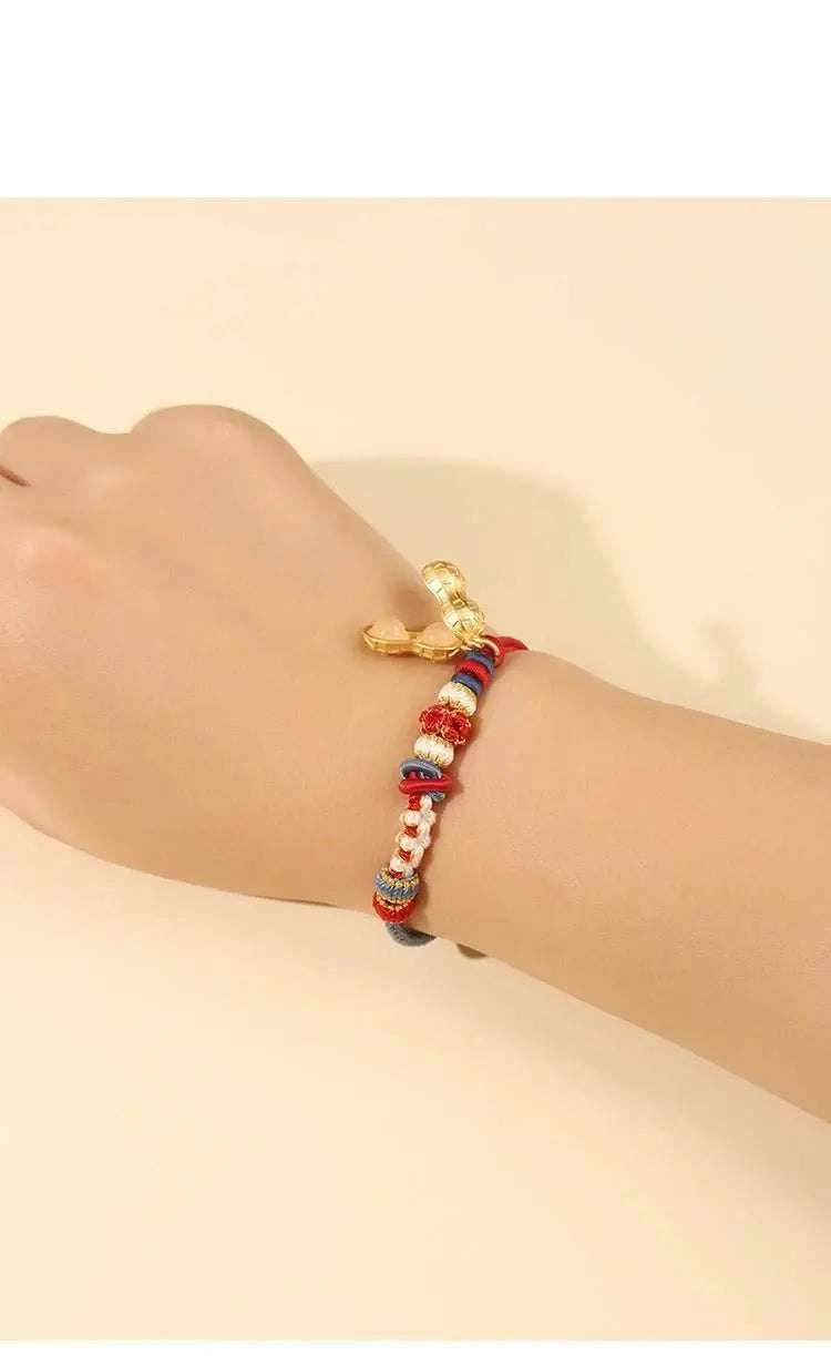 hand - woven peach double - knot hand rope, diy jewelry with adjustable design - star8s