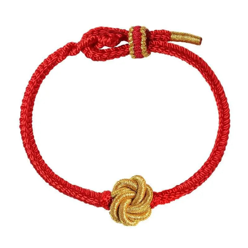 hand - woven mandala - knot love bracelet, red rope for couples & year of birth - star8s