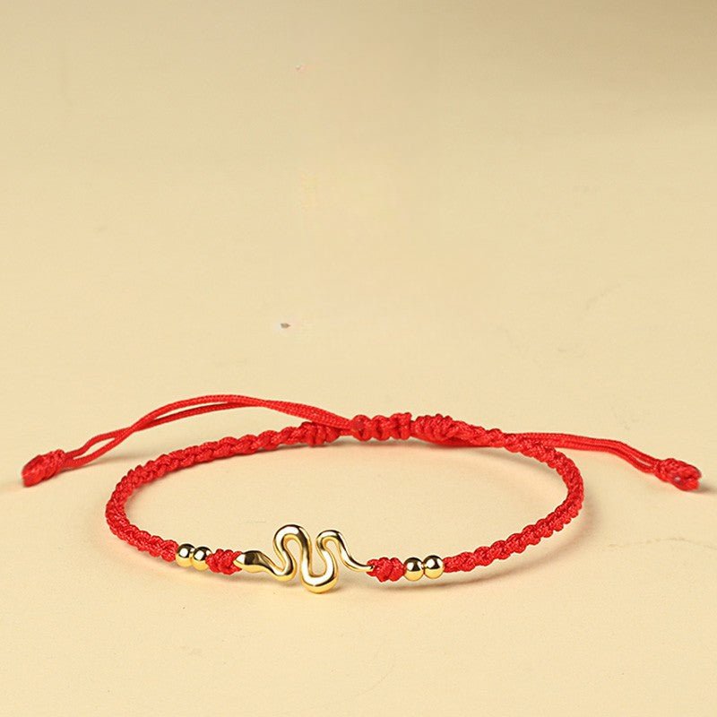 2025 red string bracelet with gold snake charm – handmade lucky zodiac gift - star8s