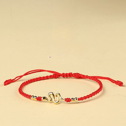 2025 Red String Bracelet with Gold Snake Charm – Handmade Lucky Zodiac Gift - STAR8S