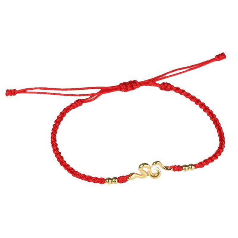2025 Red String Bracelet with Gold Snake Charm – Handmade Lucky Zodiac Gift - STAR8S