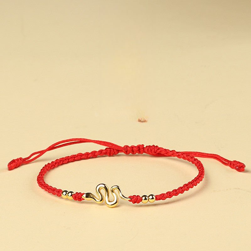 2025 red string bracelet with gold snake charm – handmade lucky zodiac gift - star8s