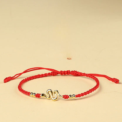 2025 Red String Bracelet with Gold Snake Charm – Handmade Lucky Zodiac Gift - STAR8S