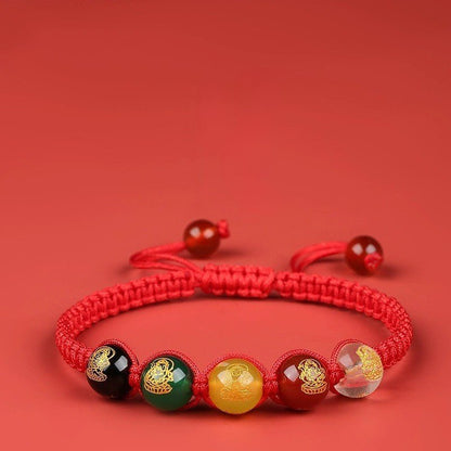 2025 Snake Year Five Roads God Red String Bracelet - Good Luck Charm for Zodiac Year - STAR8S