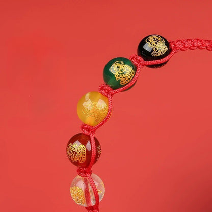 2025 Snake Year Five Roads God Red String Bracelet - Good Luck Charm for Zodiac Year - STAR8S