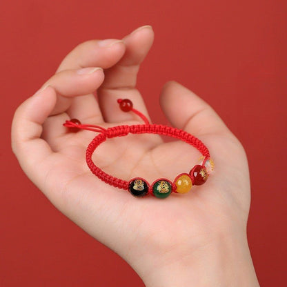2025 Snake Year Five Roads God Red String Bracelet - Good Luck Charm for Zodiac Year - STAR8S