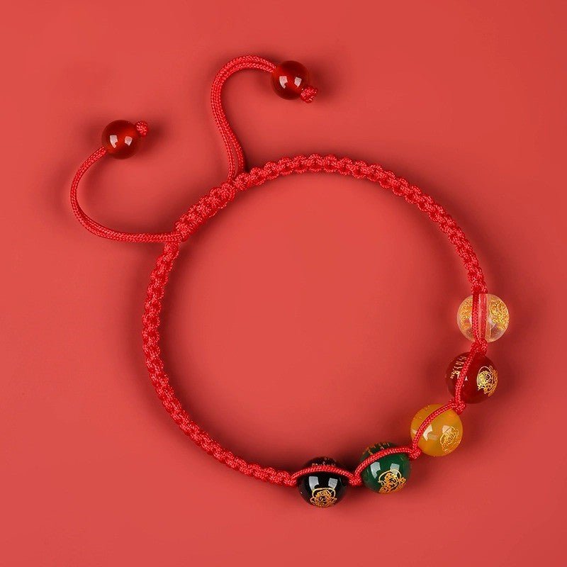 2025 snake year five roads god red string bracelet - good luck charm for zodiac year - star8s